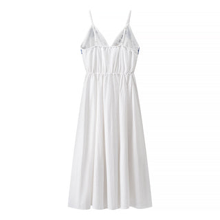 Autumn Embroidery Heavy Industry Sweet Fresh Robe Vacation Beach Vest Maxi Dress