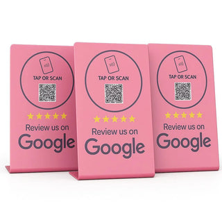 Pink Google Review Stand (2-Pack) - Instant NFC & QR Feedback