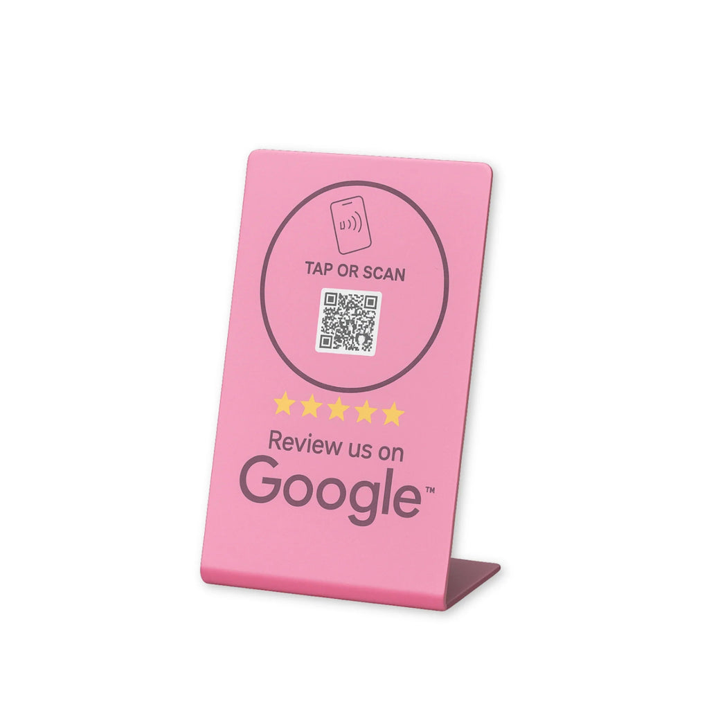 Pink Google Review Stand (2-Pack) - Instant NFC & QR Feedback