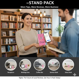 Pink Google Review Stand (2-Pack) - Instant NFC & QR Feedback
