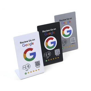NFC Google Review Sign (3-Pack) - Professional Tabletop Display