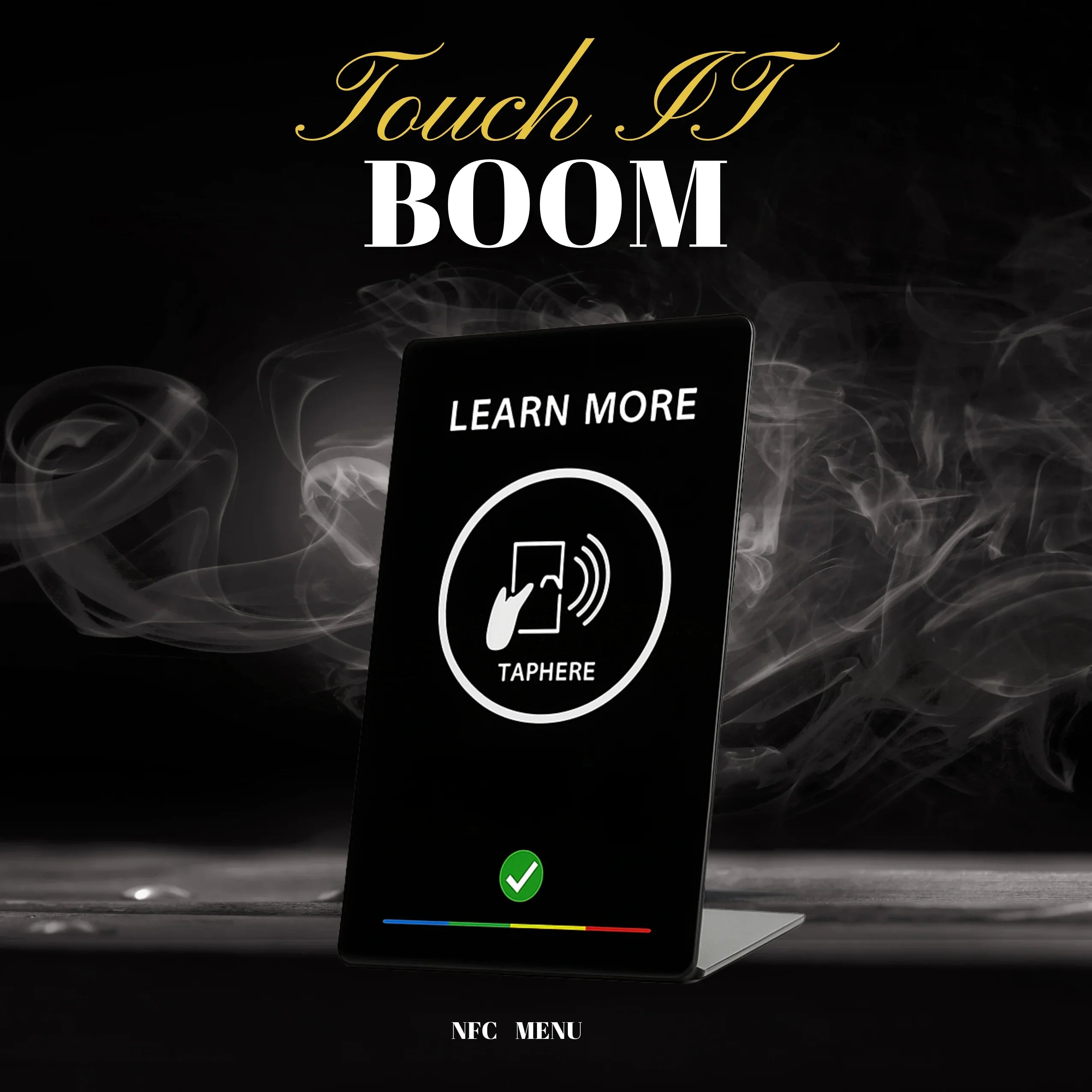 NFC Programmable Stand for Menus, Reviews, Bookings & Multi-Link Hubs (Tap to Any Link