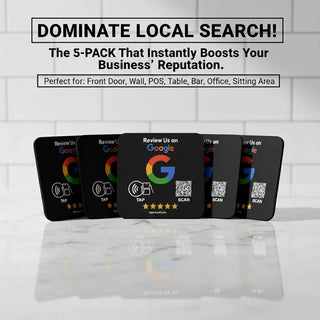 Google Review Plaque -Contactless NFC & QR, Peel and Stick 4x4"