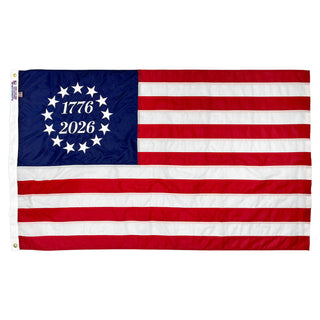 Betsy Ross 250th Flag 3'x5' - 13 Star 1776 to 2026 Nylon Flag | Made in USA