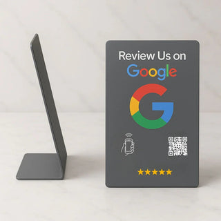 NFC Google Review Sign (3-Pack) - Professional Tabletop Display