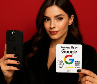 Google Review Plate - NFC Tap + QR Code, Self-Adhesive 3M  4x4