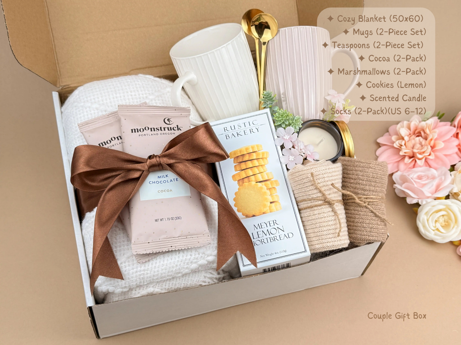 Anniversary Gift Box for Couples with Blanket and Mugs – Romantic Set