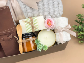 Gift Box For Him – Cozy Night Gift With Leather Notebook, Throw Blanket 50x60 & Bath Salts