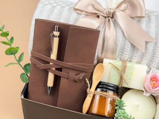 Gift Box For Him – Cozy Night Gift With Leather Notebook, Throw Blanket 50x60 & Bath Salts