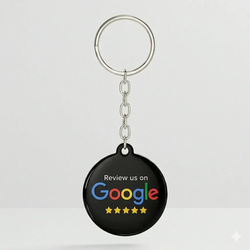 Acrylic NFC Review Keychain - Black One-Tap Feedback Tool