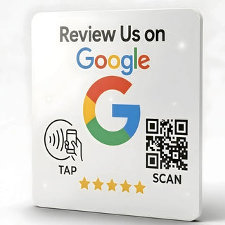 Google Review Plaque -Contactless NFC & QR, Peel and Stick 4x4"