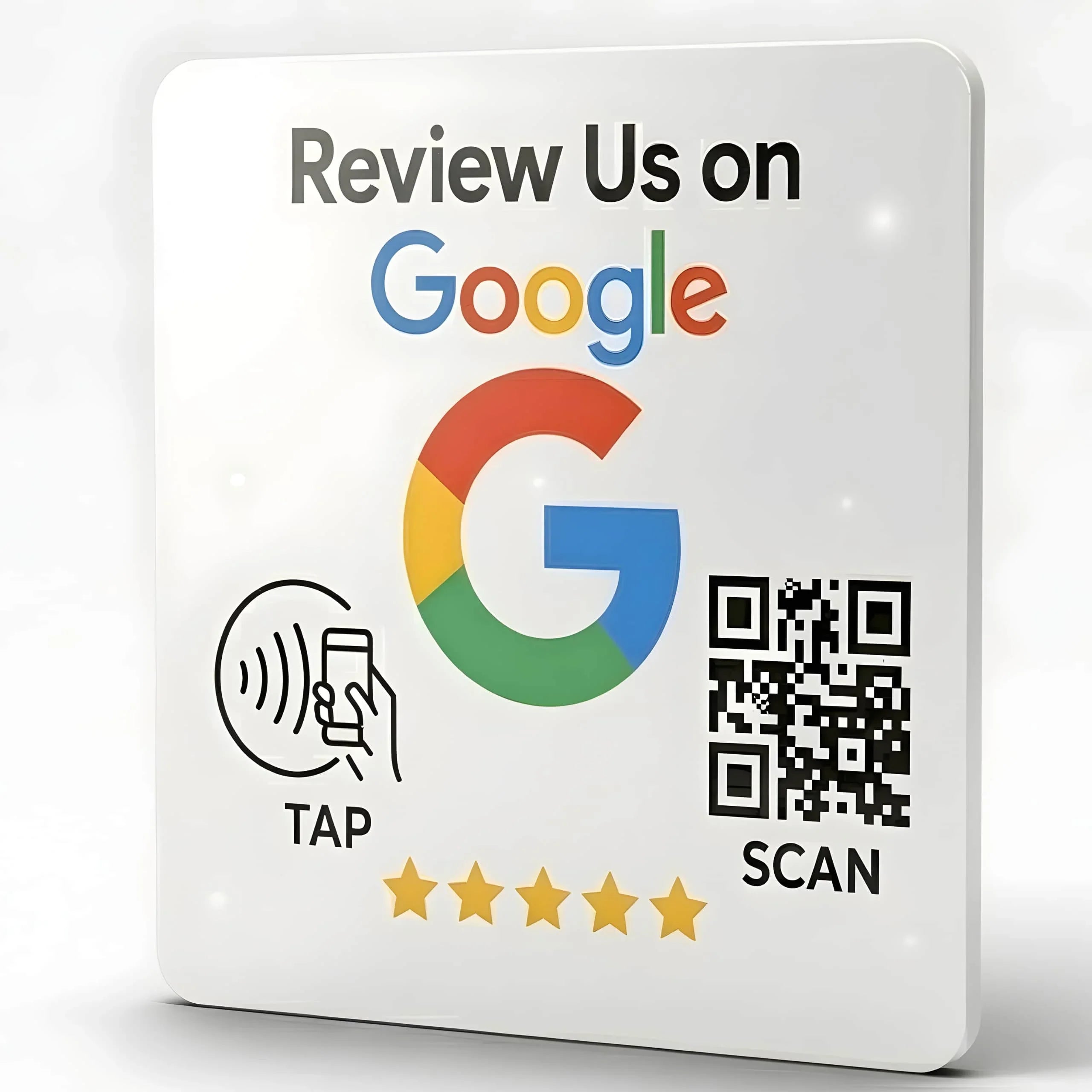 Google Review Plaque -Contactless NFC & QR, Peel and Stick 4x4"