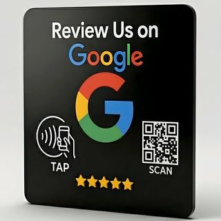 Google Review Plaque -Contactless NFC & QR, Peel and Stick 4x4"