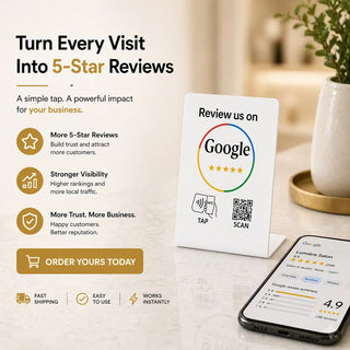 NFC Google Review Stand QR Code White – Tap to Review System Engine