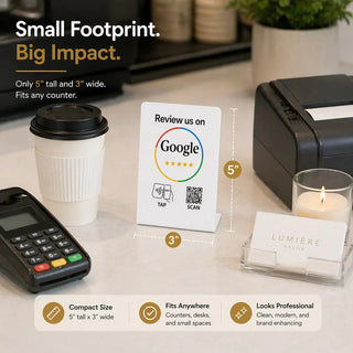 NFC Google Review Stand QR Code White – Tap to Review System Engine