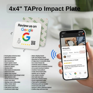 Google Review Plate - NFC Tap + QR Code, Self-Adhesive 3M  4x4