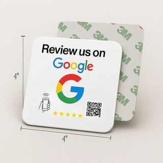 Google Review Plate - NFC Tap + QR Code, Self-Adhesive 3M  4x4