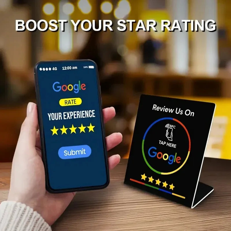 Durable NFC Google Review Stand - Universal Tap-to-Review Device