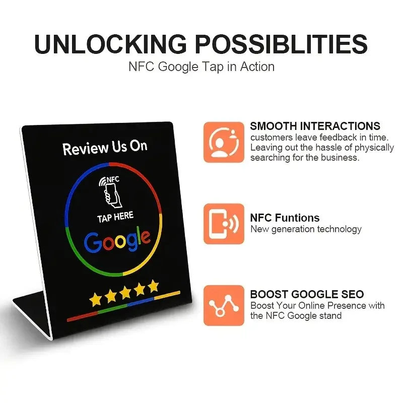 Durable NFC Google Review Stand - Universal Tap-to-Review Device