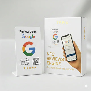 Elegant White NFC Google Review Sign (5-Pack) - Boost SEO Rankings
