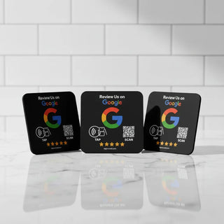 Google Review Plaque -Contactless NFC & QR, Peel and Stick 4x4"