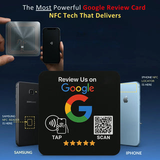 Google Review Plaque -Contactless NFC & QR, Peel and Stick 4x4"