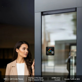Google Review Plaque -Contactless NFC & QR, Peel and Stick 4x4"