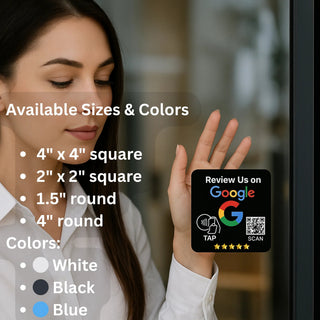 Google Review Plaque -Contactless NFC & QR, Peel and Stick 4x4"
