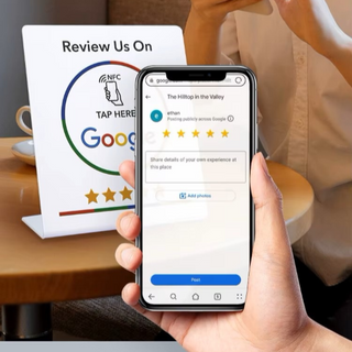 NFC Google Review QR Signs (6-Pack) - Tabletop SEO Ranking Tool
