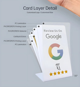 NFC Google Review Sign (3-Pack) - Professional Tabletop Display
