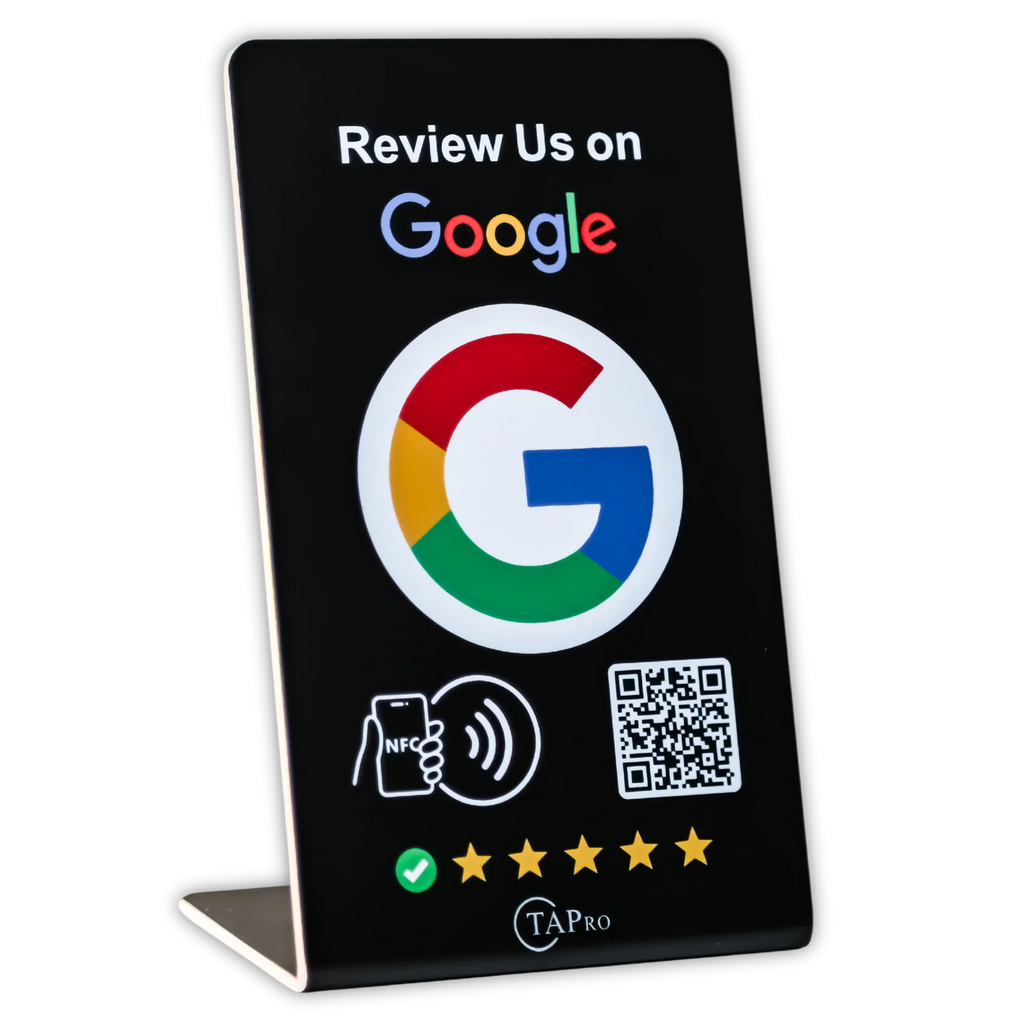 NFC Google Review Sign (3-Pack) - Professional Tabletop Display