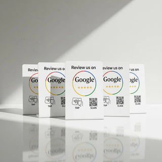 NFC Google Review Stand QR Code White – Tap to Review System Engine