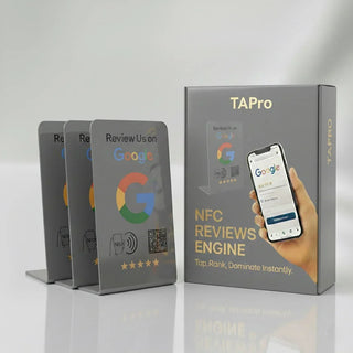 2 NFC Google Review Signs (2-Pack) - QR Code Tabletop Display