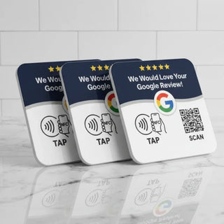 Google Review Plaque -Contactless NFC & QR, Peel and Stick 4x4"
