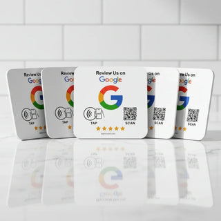 Google Review Plaque -Contactless NFC & QR, Peel and Stick 4x4"