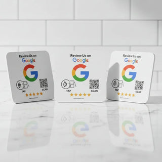 Google Review Plaque -Contactless NFC & QR, Peel and Stick 4x4"