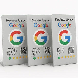 2 NFC Google Review Signs (2-Pack) - QR Code Tabletop Display
