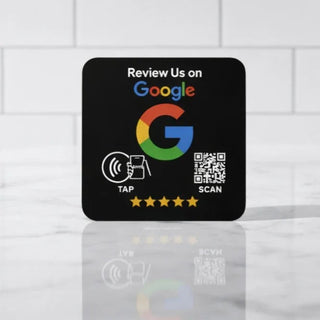 Google Review Plaque -Contactless NFC & QR, Peel and Stick 4x4"
