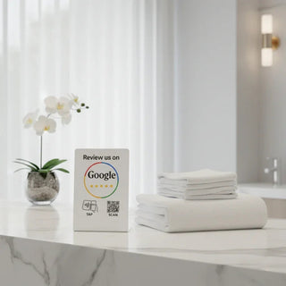 NFC Google Review Stand QR Code White – Tap to Review System Engine