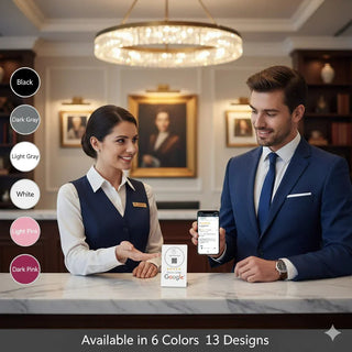 NFC Google Review Stand QR Code White – Tap to Review System Engine