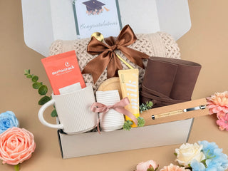 Graduation Gift Box for Him or Her – Luxury Congratulations Gift Basket with Knitted Throw Blanket