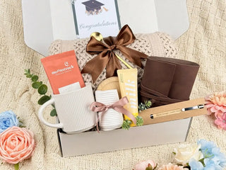 Graduation Gift Box for Him or Her – Luxury Congratulations Gift Basket with Knitted Throw Blanket
