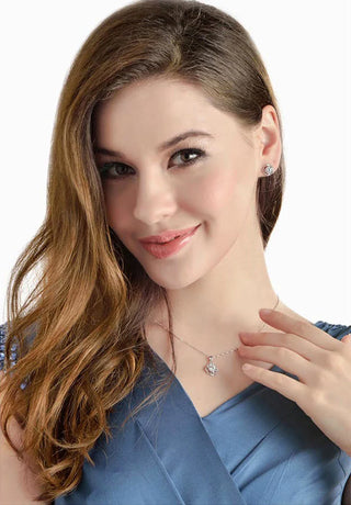 925 Sterling Silver Flower CZ Pendant Necklace