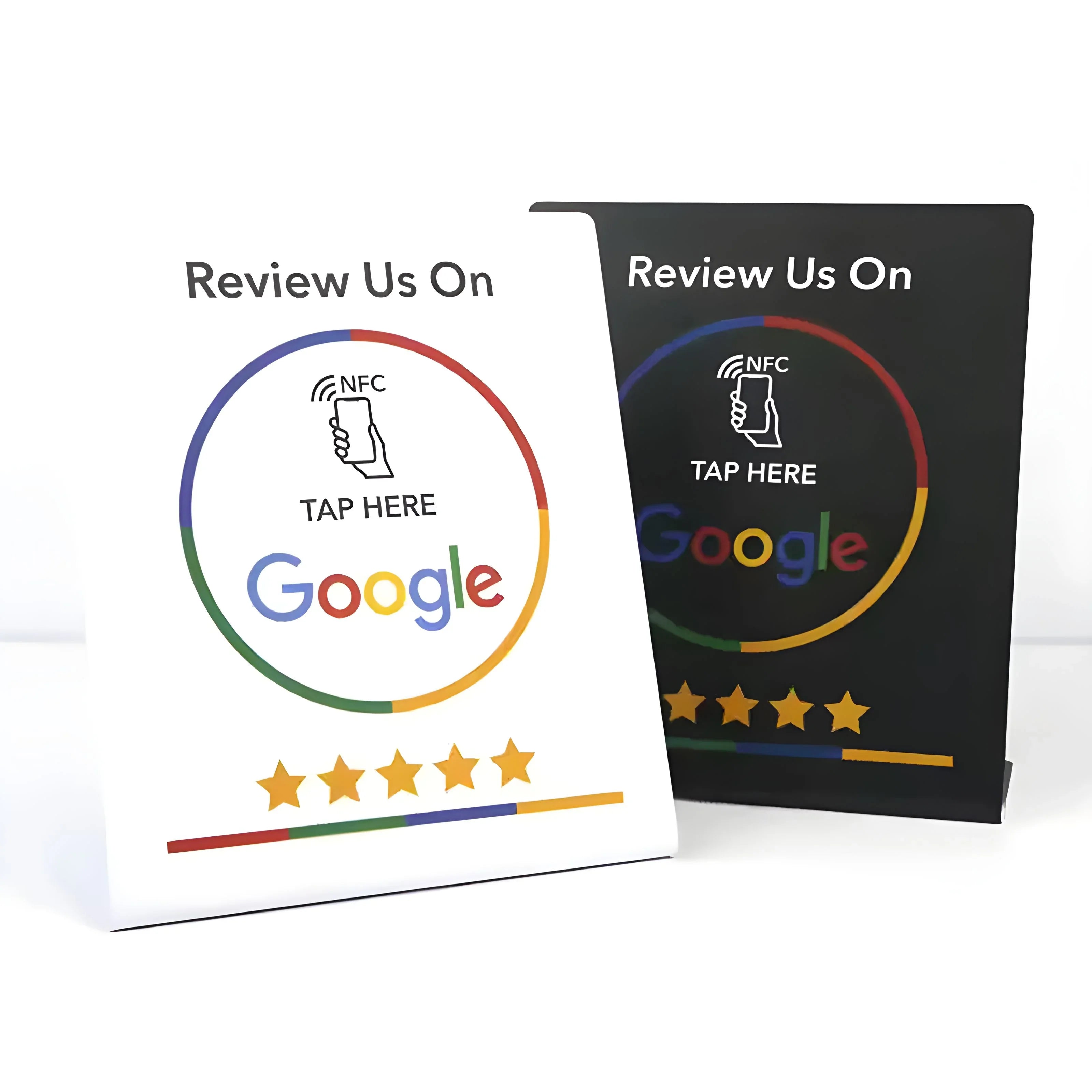 NFC Google Review Table Tent Sign (2-Pack) - No Monthly Fees, One-Tap