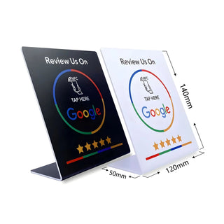 NFC Google Review Table Tent Sign (2-Pack) - No Monthly Fees, One-Tap