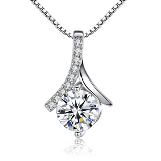 925 Silver Flower Zircon Pendant Necklace