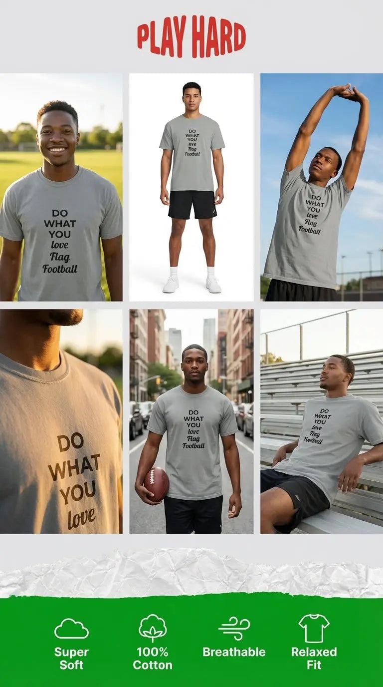 Heavyweight T-shirt Flag Football - L2N2