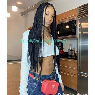 Shade Knotless Braid Wig, Full Lace, Color 1, Glueless, Scalp-Looking (Erica)