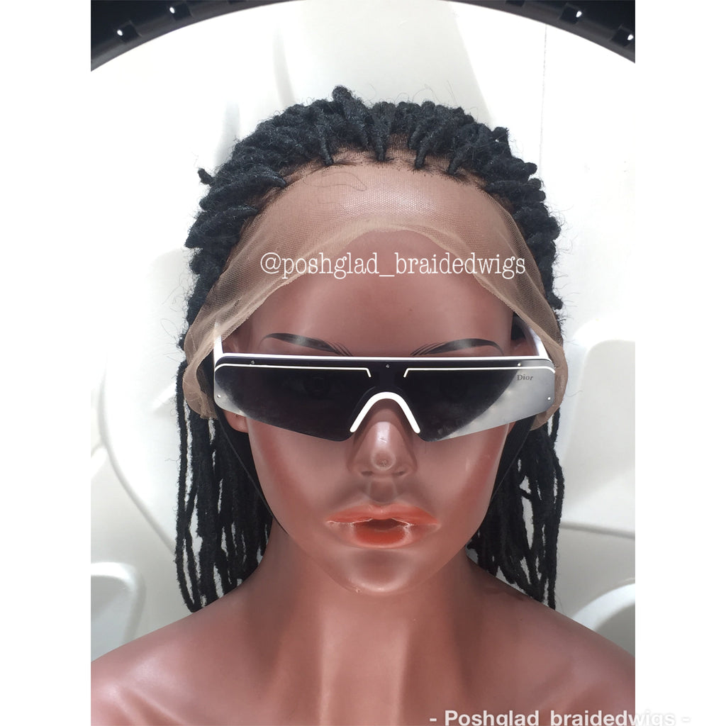 Simple Faux Locs Wig (Swiss Full Lace) Black Color, Shoulder Length - Karina