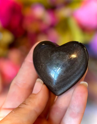 Silver Obsidian Crystal Hearts, Valentines Day Gift